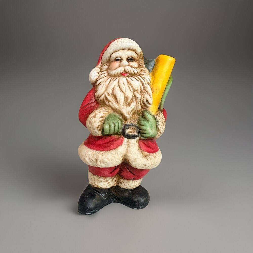 Vintage Santa Figurine Hand Painted Porcelain Christmas Decor 3” Santa Claus